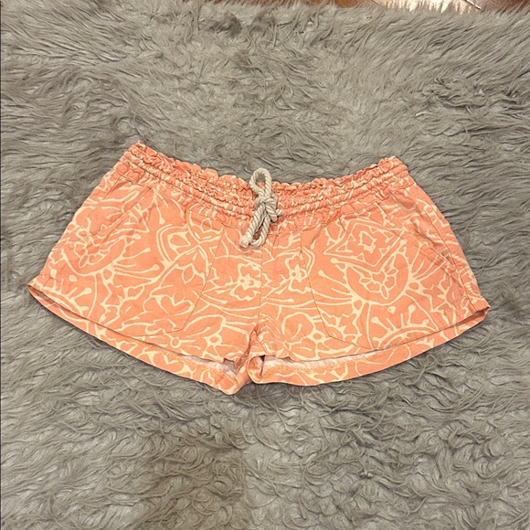 Roxy Peach Floral Linen Tie Waist Shorts - Picture 1 of 8